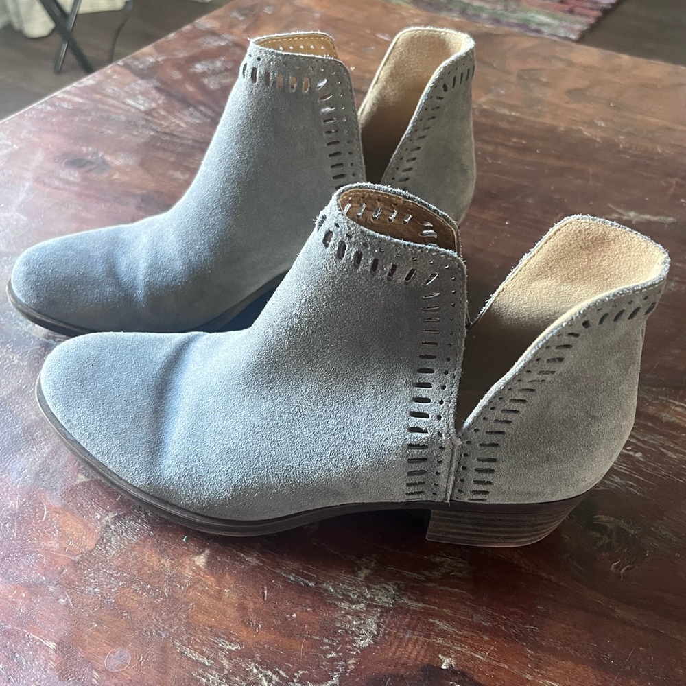 Lucky Brand Ankle Boots Grey Leather Suede Womens 8